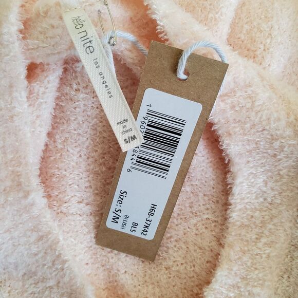 Hello Nite Plush Pullover Cozy Super Soft Oversized Ruffle Sweater S/M Blush New - Picture 6 of 6